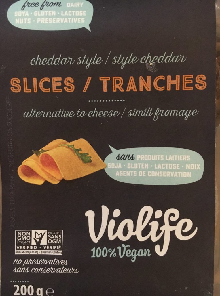 An image of violife cheddar that was part of the vegan cheese taste test