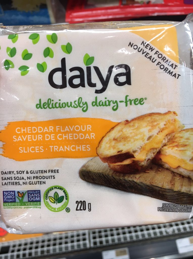 An image of daiya cheddar cheese for a vegan cheese taste test