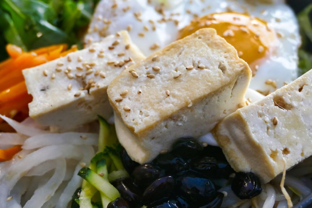 An image of tofu for healthy vegan living on a budget