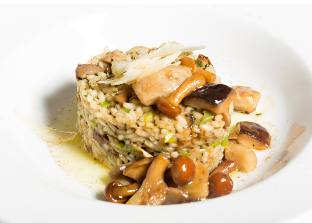 An image of wild mushroom risotto